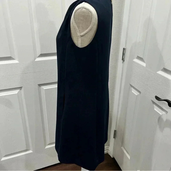 Adrianna Papell Navy Blue exposed zip back sheath mini dress with pockets - Picture 2 of 13